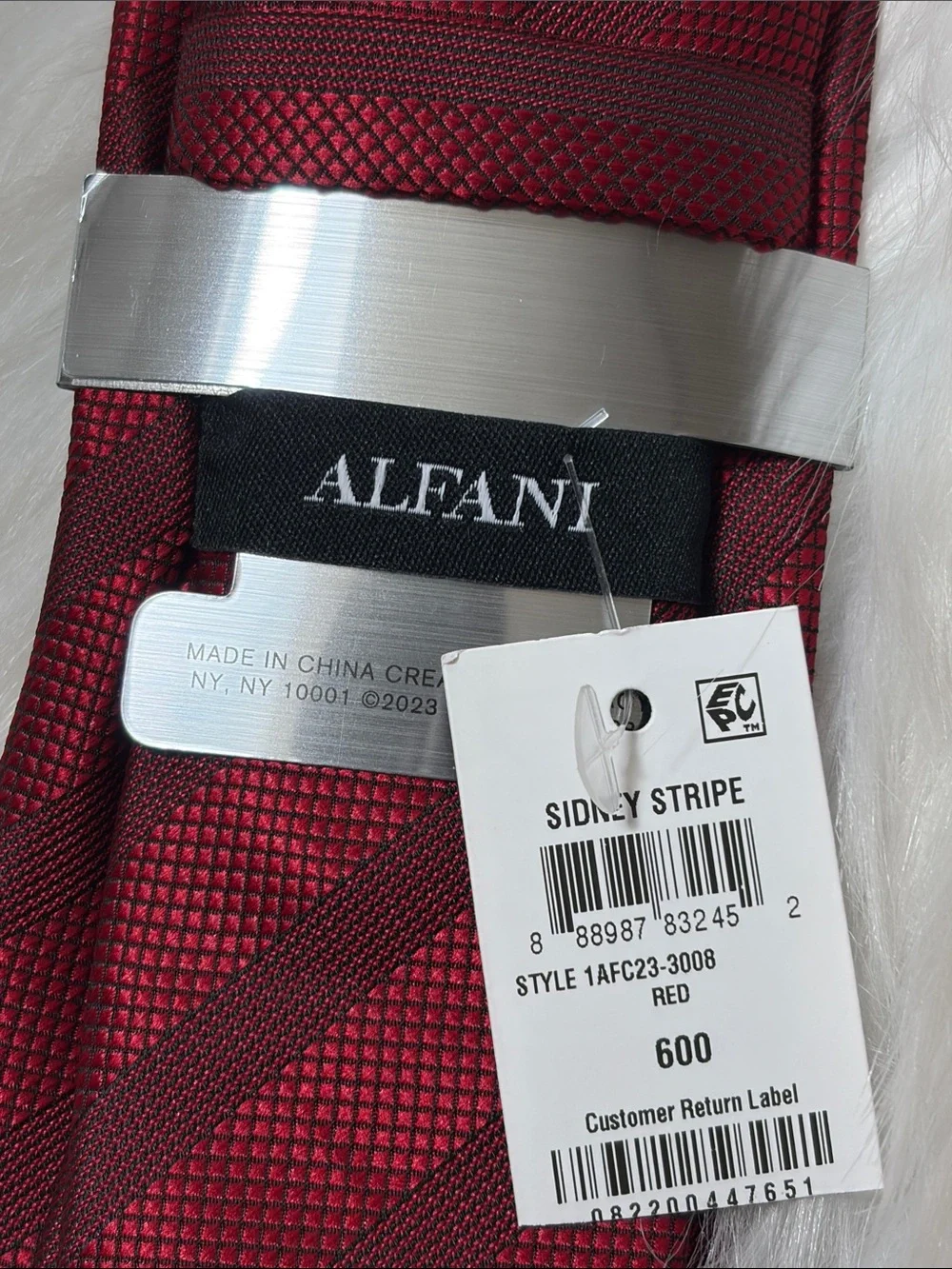NWT Alfani Red Sidney Stripe Diagonal Tie
